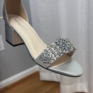 Benjamin Walk Silver Heels with Crystal Embellishments